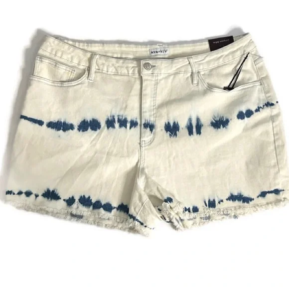 Ava &Viv Tie Dye High Rise Midi Shorts Size 22W - Picture 1 of 8